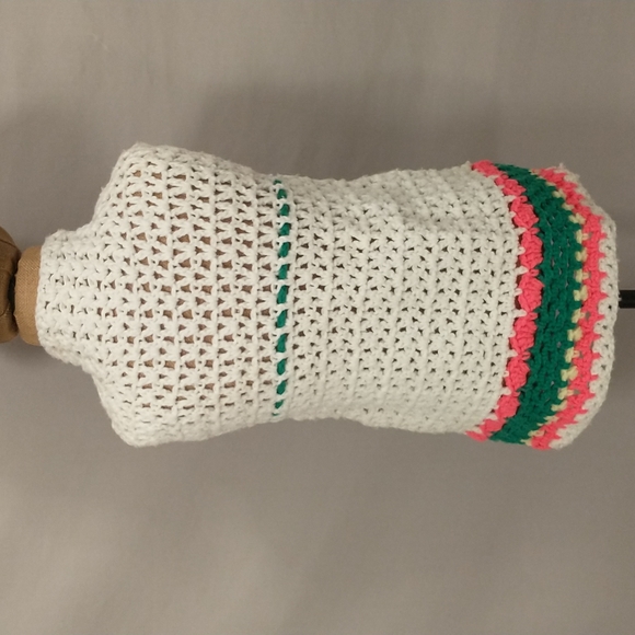 Vintage 60's 70's Crochet Knit Mini Dress Tunic Girls Groovy Mid Authentic - Picture 3 of 10